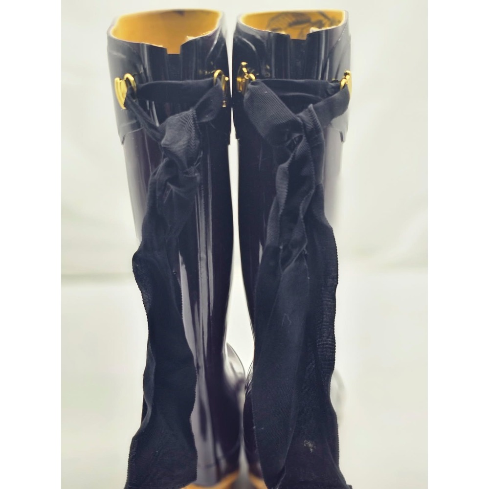 Joules Evedon Rain Boots Women Size 7 Purple Good Glossy Ribbon Back JOU300-01 - Picture 8 of 10